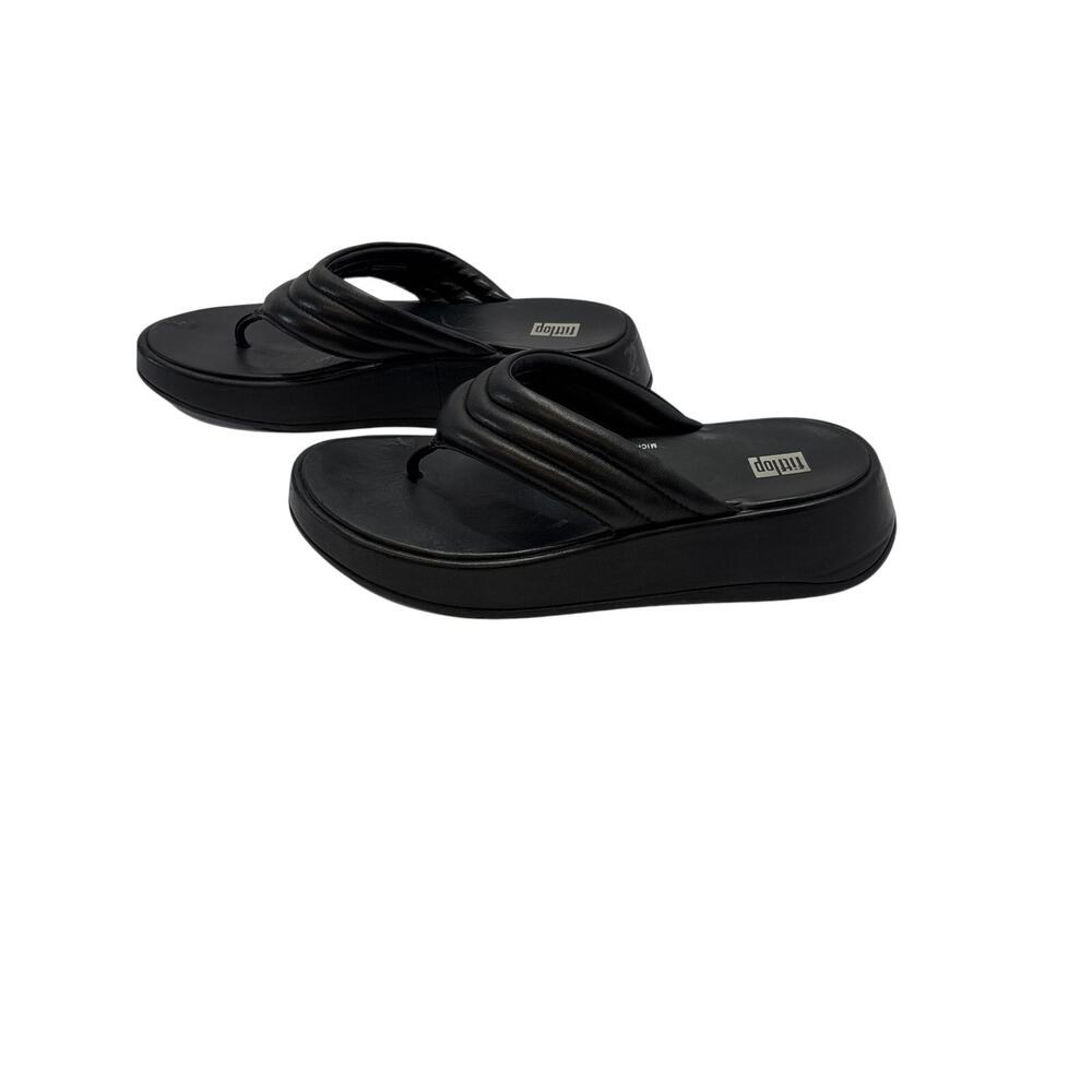 FitFlop Womens Black Microwobbleboard Sandals Size Tag Missing Approx 10 In